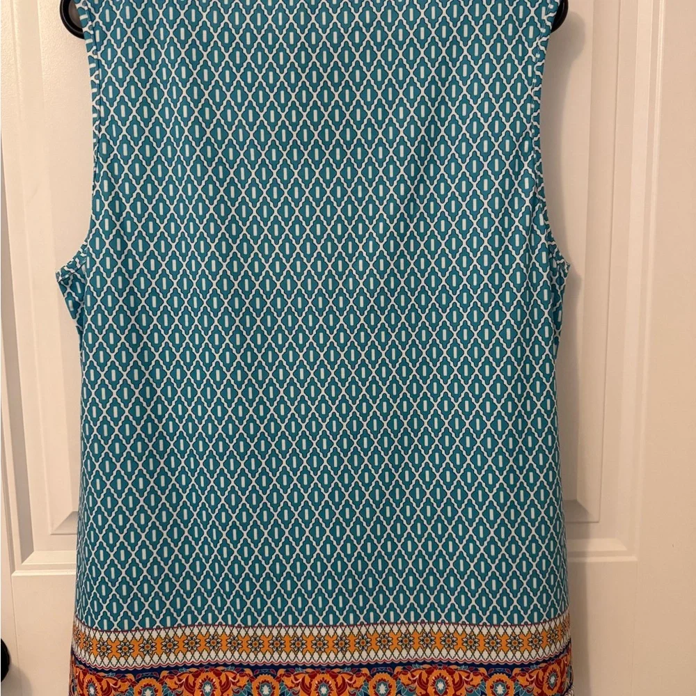 Etcetera Women's Teal, Orange, & Pink Geometric Tank Top - Picture 2 of 3